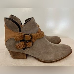 Rebels Suede Braided Leather Calista Double Buckle Leather Ankle Boots 7.5